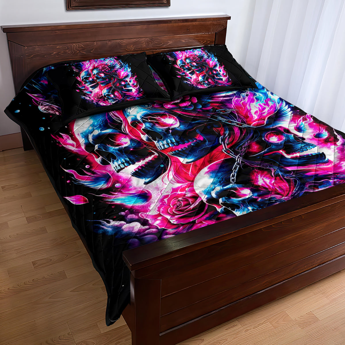 Flame Skull Quilt Bed Set The Good Girl In Me Got Tired Of The Bullshit