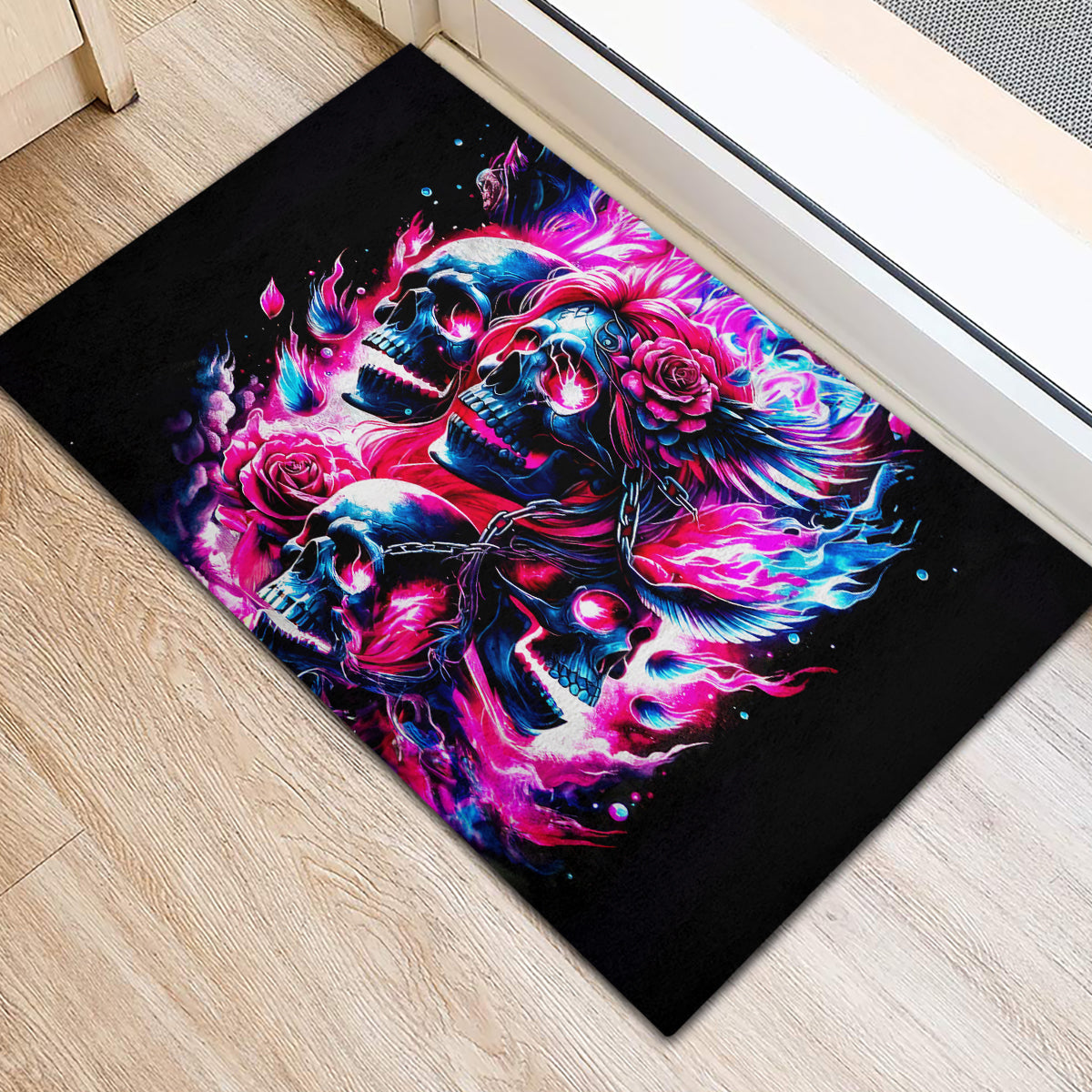 Flame Skull Rubber Doormat The Good Girl In Me Got Tired Of The Bullshit