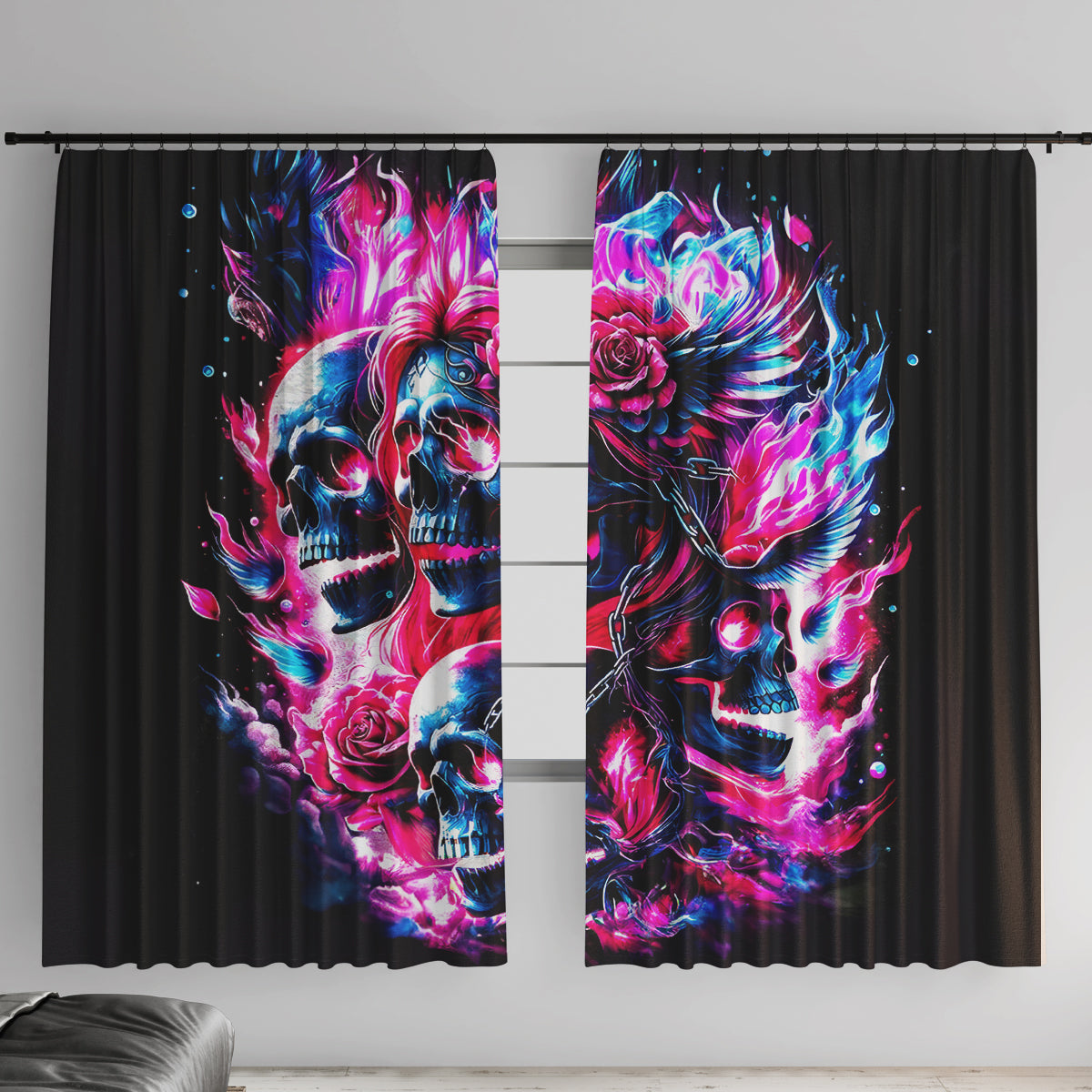 Flame Skull Window Curtain The Good Girl In Me Got Tired Of The Bullshit