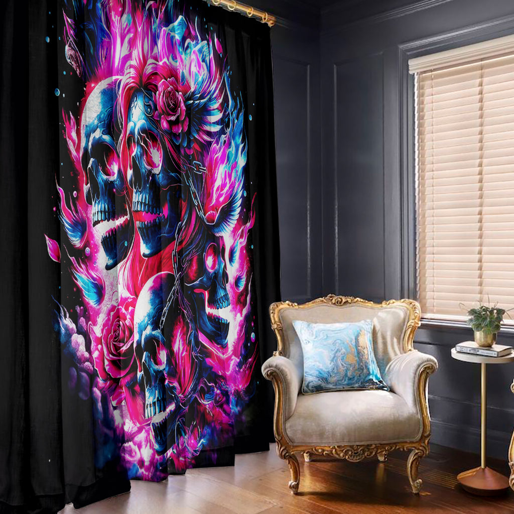 Flame Skull Window Curtain The Good Girl In Me Got Tired Of The Bullshit