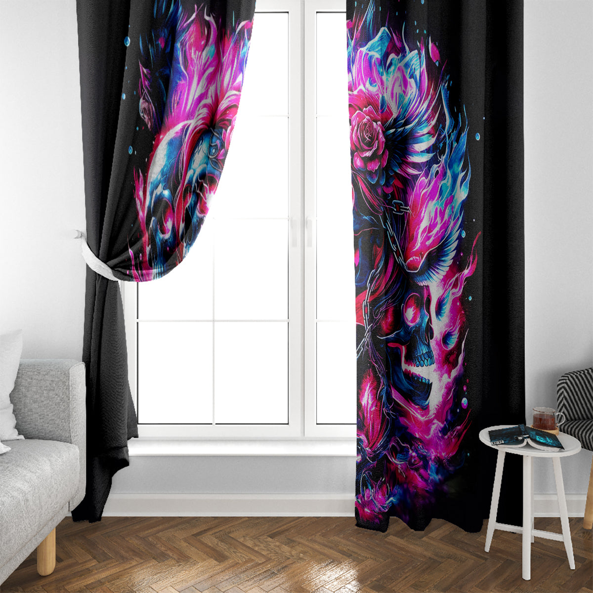 Flame Skull Window Curtain The Good Girl In Me Got Tired Of The Bullshit