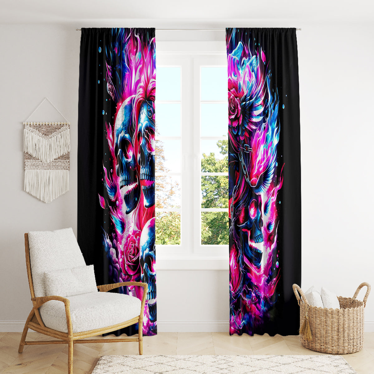 Flame Skull Window Curtain The Good Girl In Me Got Tired Of The Bullshit