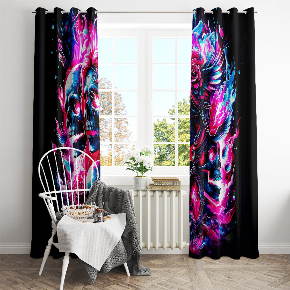 Flame Skull Window Curtain The Good Girl In Me Got Tired Of The Bullshit