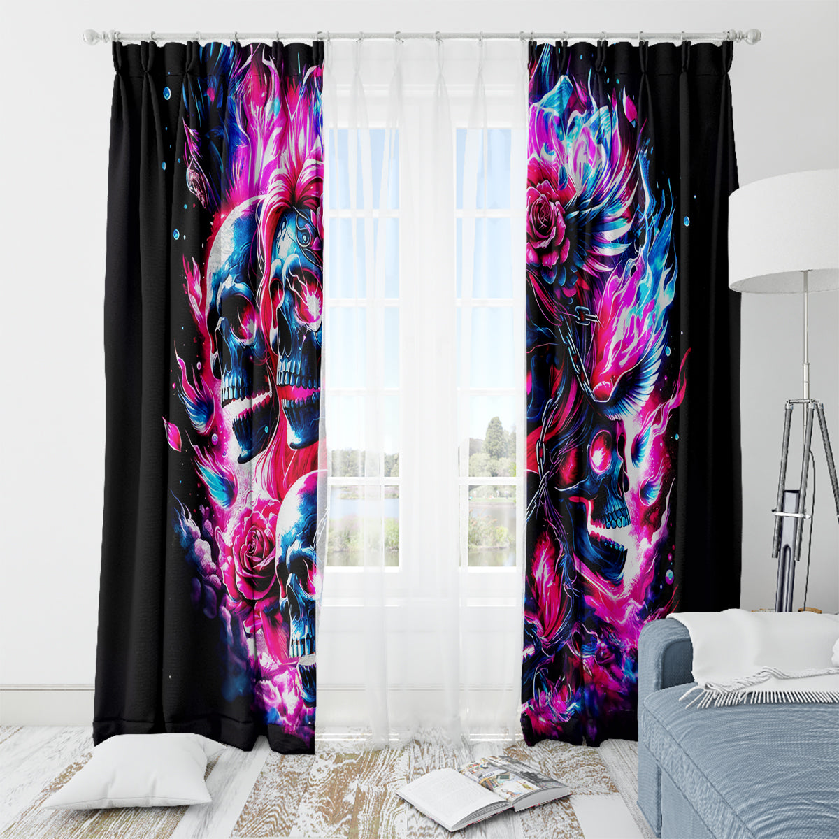 Flame Skull Window Curtain The Good Girl In Me Got Tired Of The Bullshit