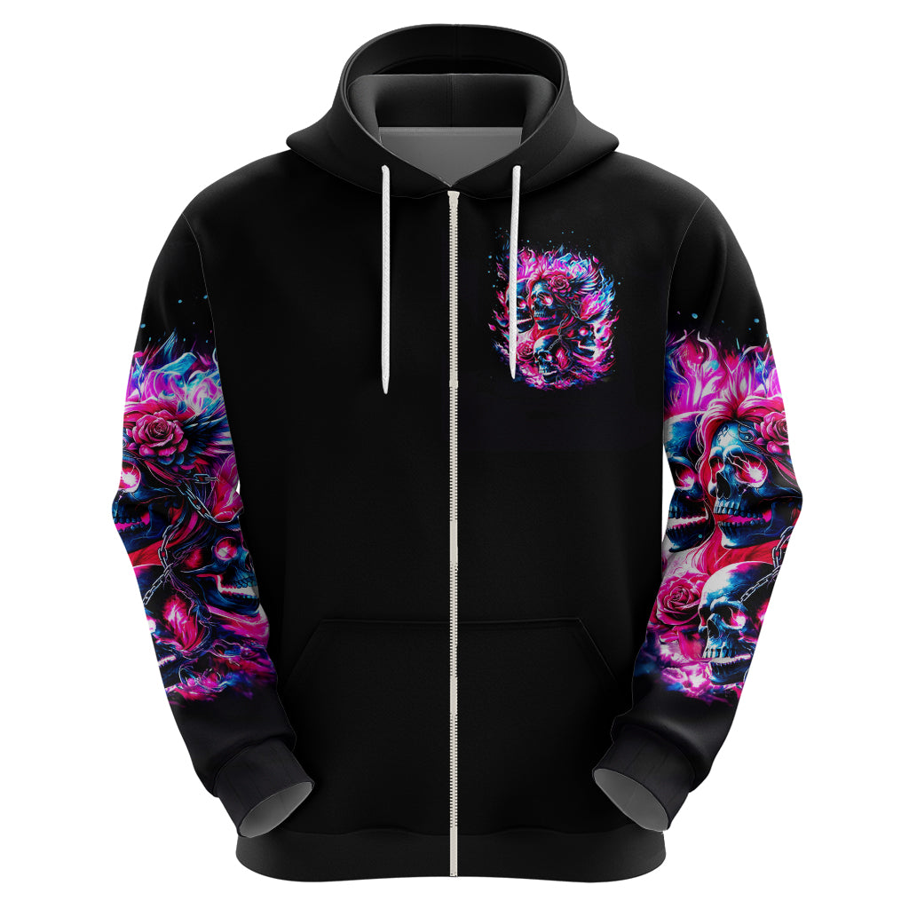 Flame Skull Zip Hoodie The Good Girl In Me Got Tired Of The Bullshit