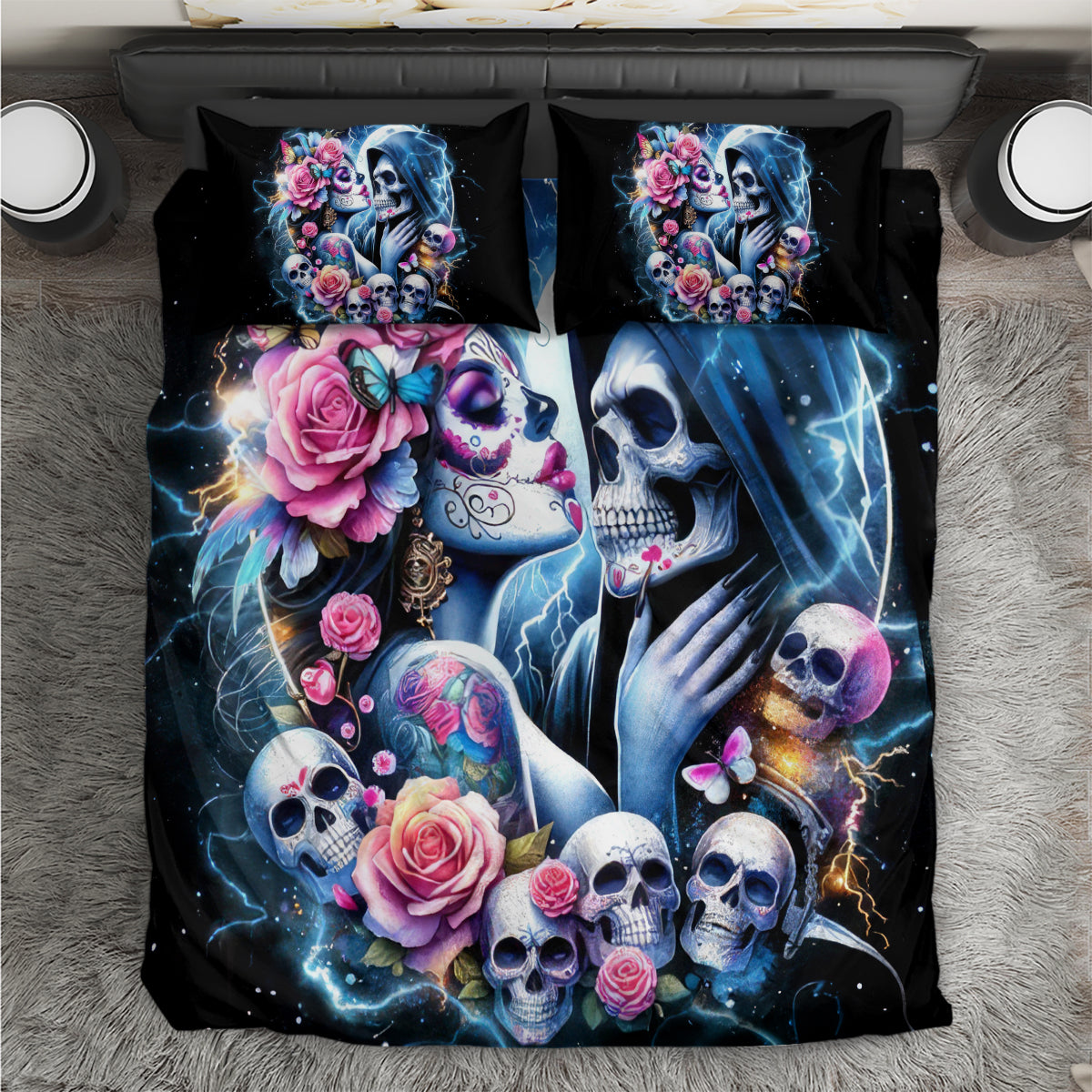 Couple Skull Bedding Set From Our Firse Kiss