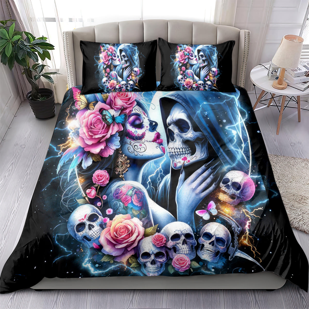 Couple Skull Bedding Set From Our Firse Kiss