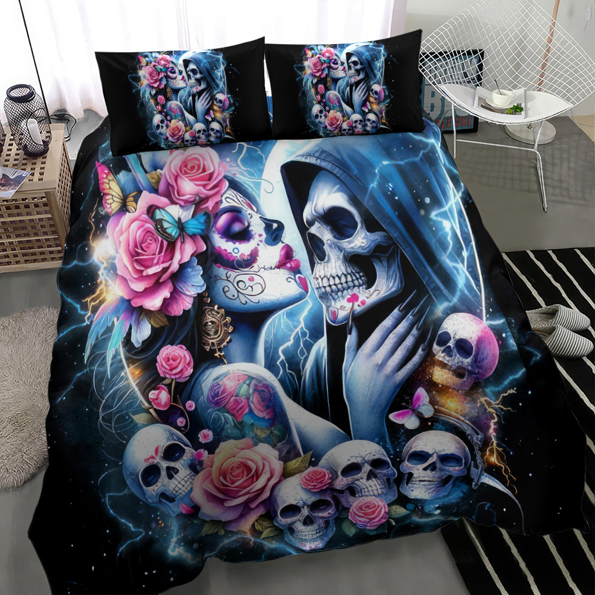 Couple Skull Bedding Set From Our Firse Kiss