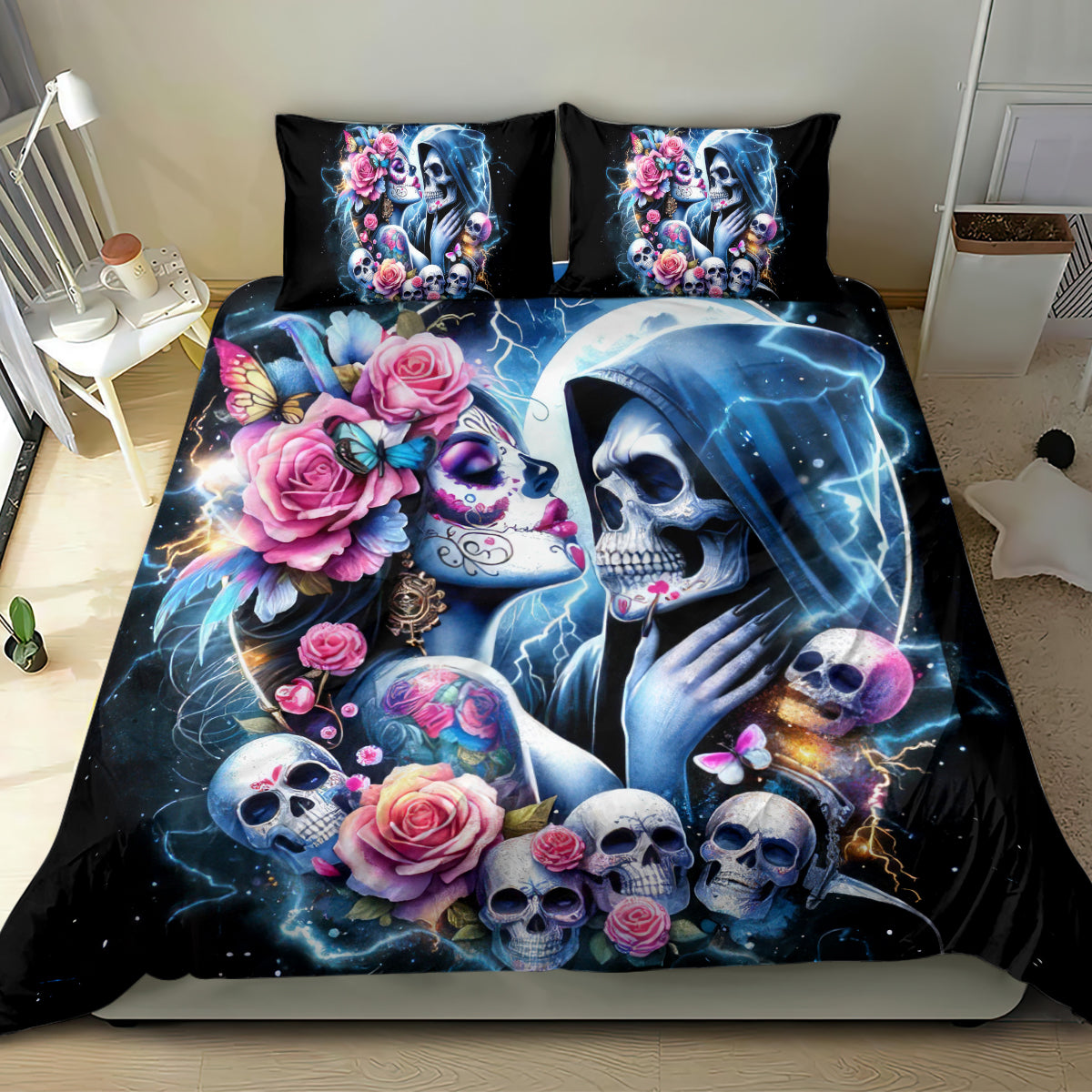 Couple Skull Bedding Set From Our Firse Kiss