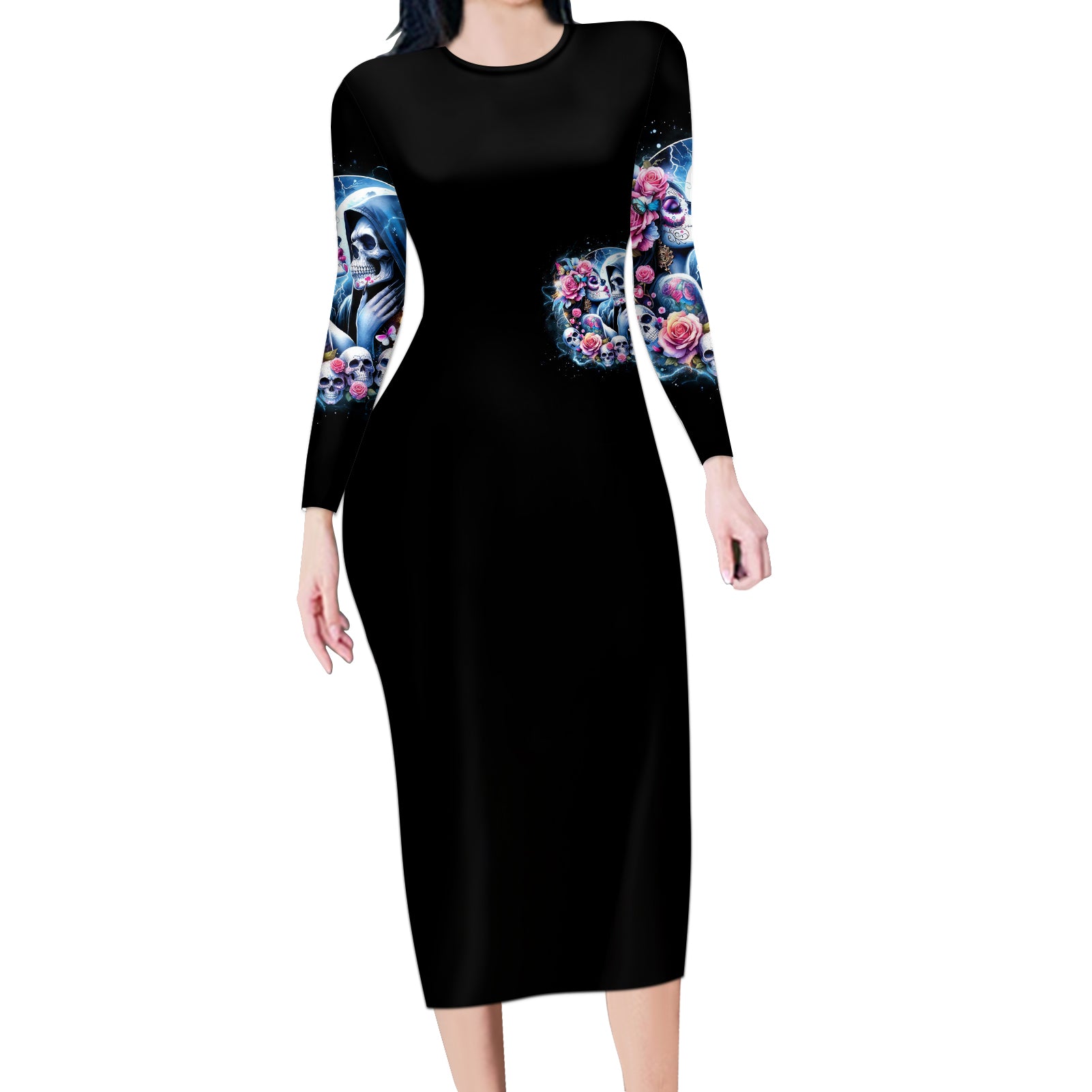 Couple Skull Long Sleeve Bodycon Dress From Our Firse Kiss