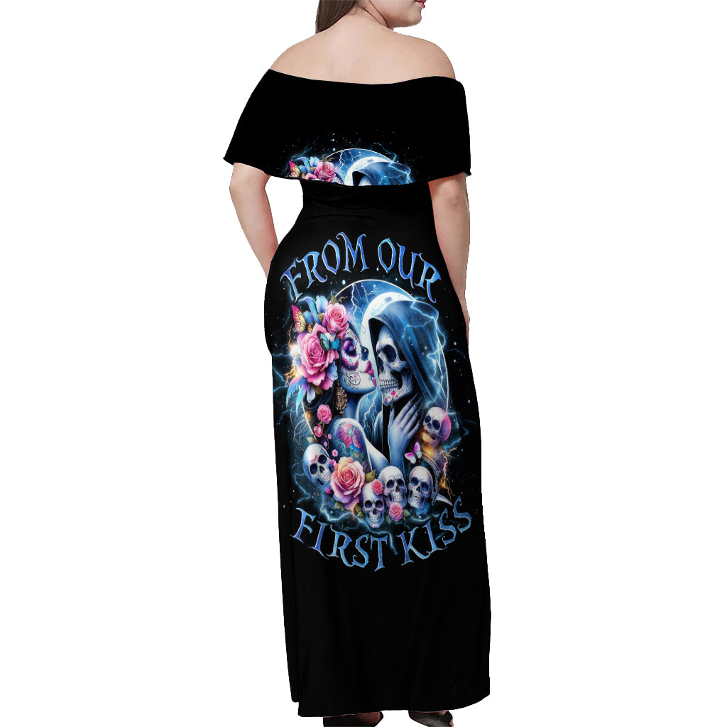 Couple Skull Off Shoulder Maxi Dress From Our Firse Kiss