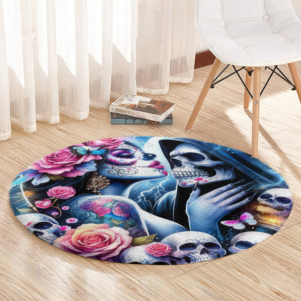 Couple Skull Round Carpet From Our Firse Kiss
