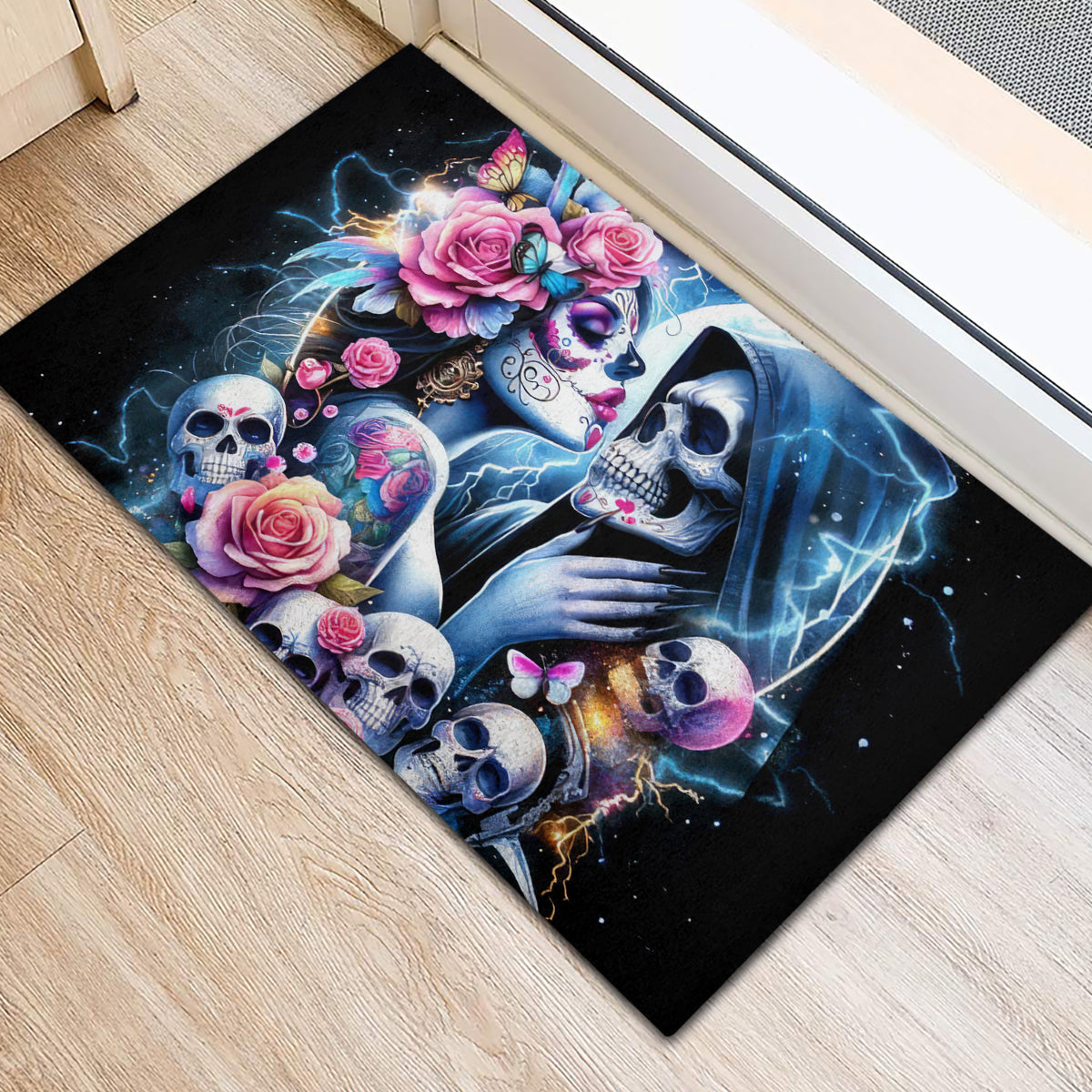 Couple Skull Rubber Doormat From Our Firse Kiss