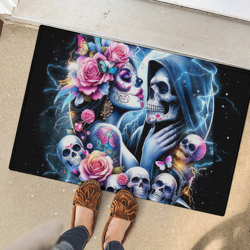 Couple Skull Rubber Doormat From Our Firse Kiss