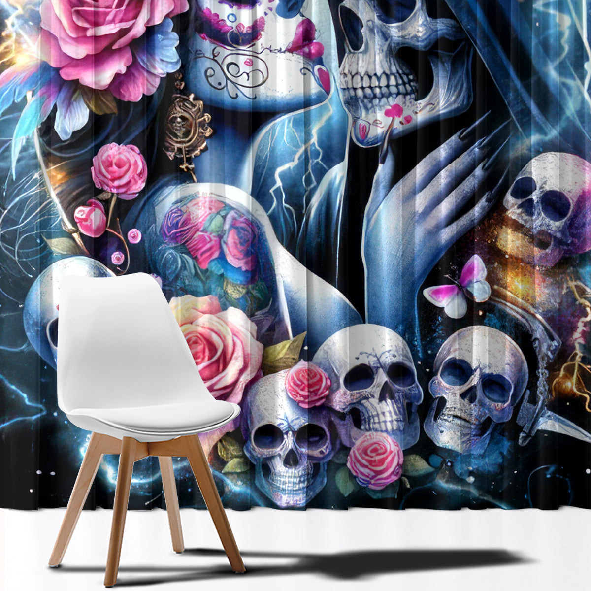 Couple Skull Window Curtain From Our Firse Kiss
