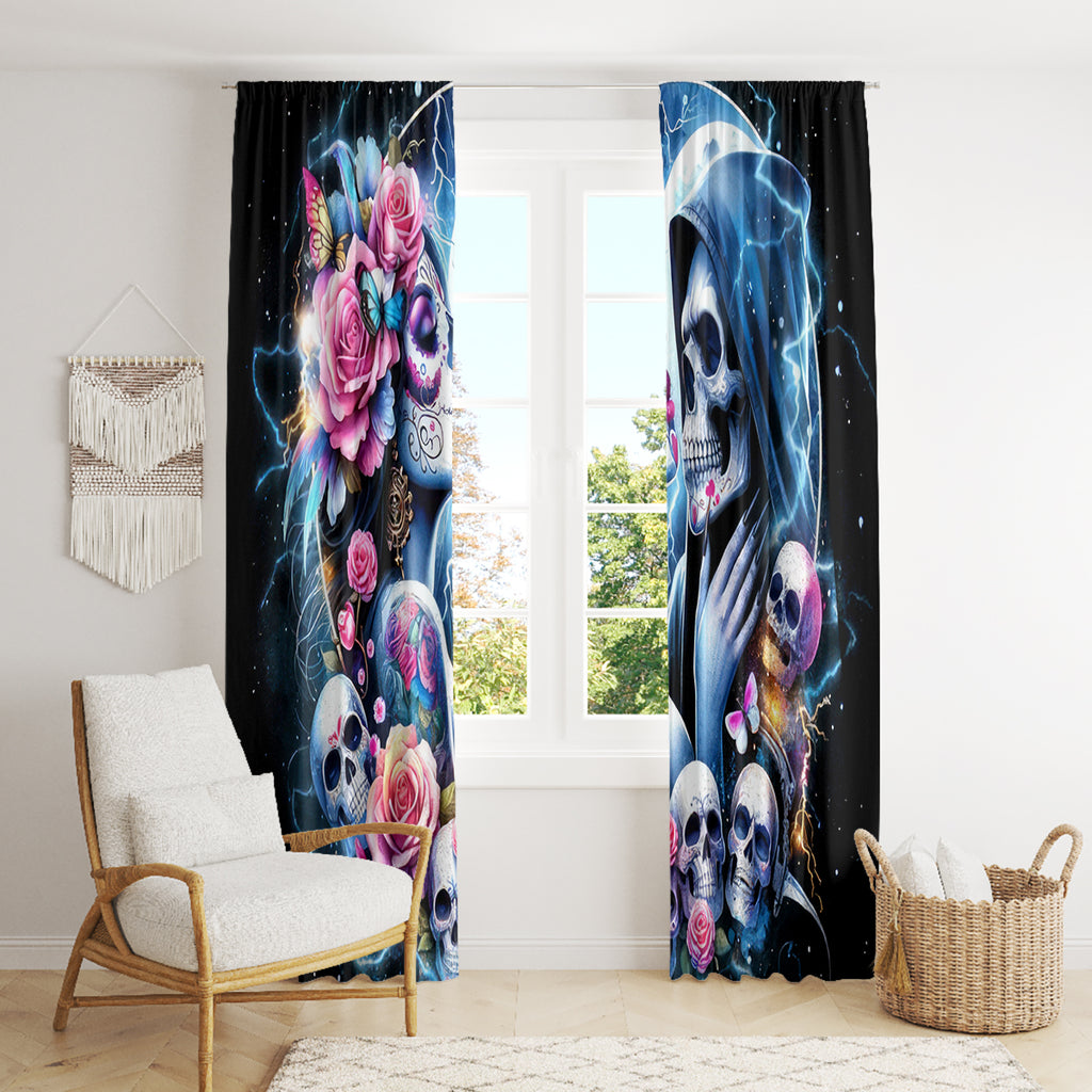 Couple Skull Window Curtain From Our Firse Kiss