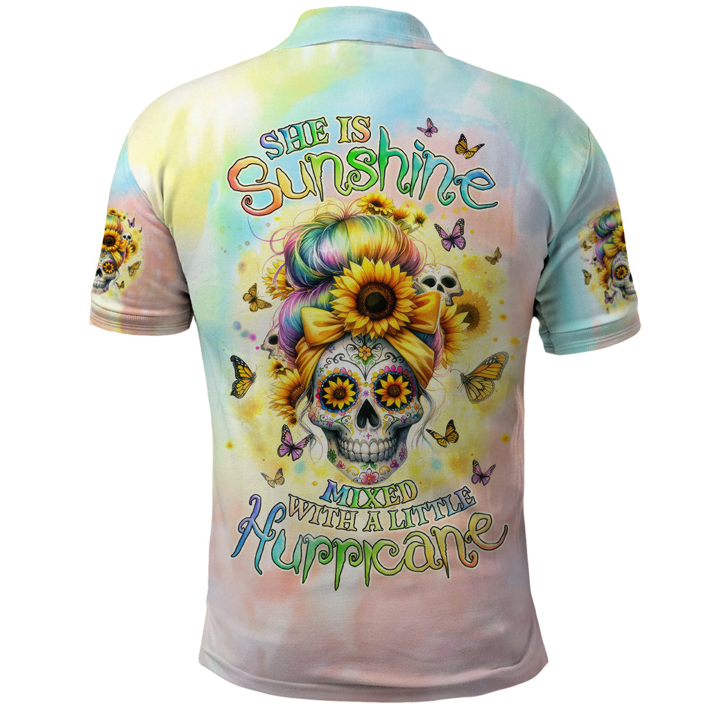 Sunflower Skull Polo Shirt She Is Sunshine Mixed With A Little Hurricane