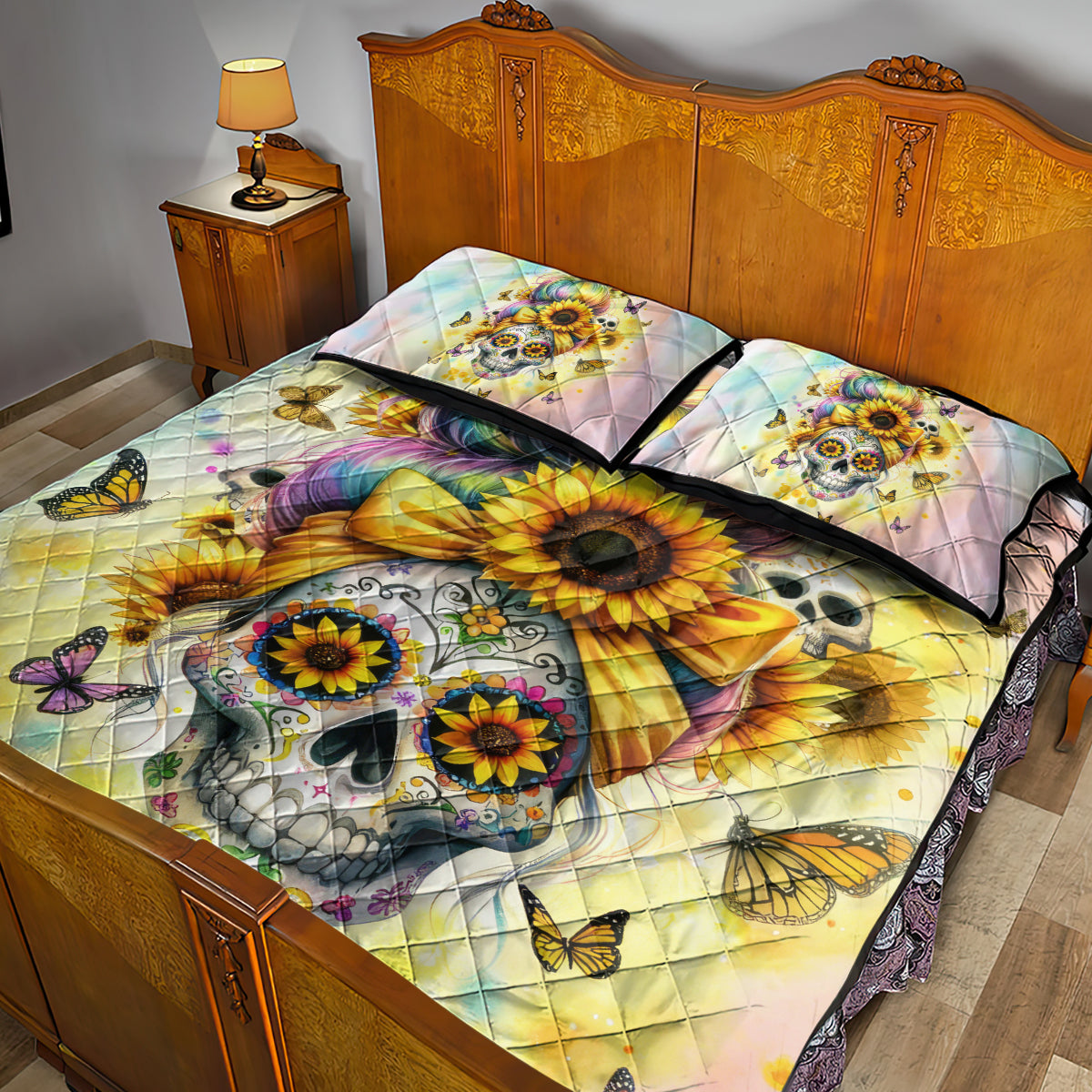 Sunflower Skull Quilt Bed Set She Is Sunshine Mixed With A Little Hurricane