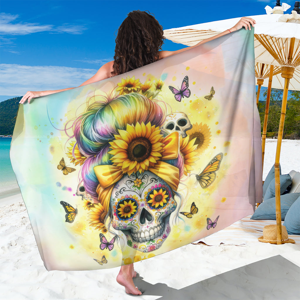 Sunflower Skull Sarong She Is Sunshine Mixed With A Little Hurricane