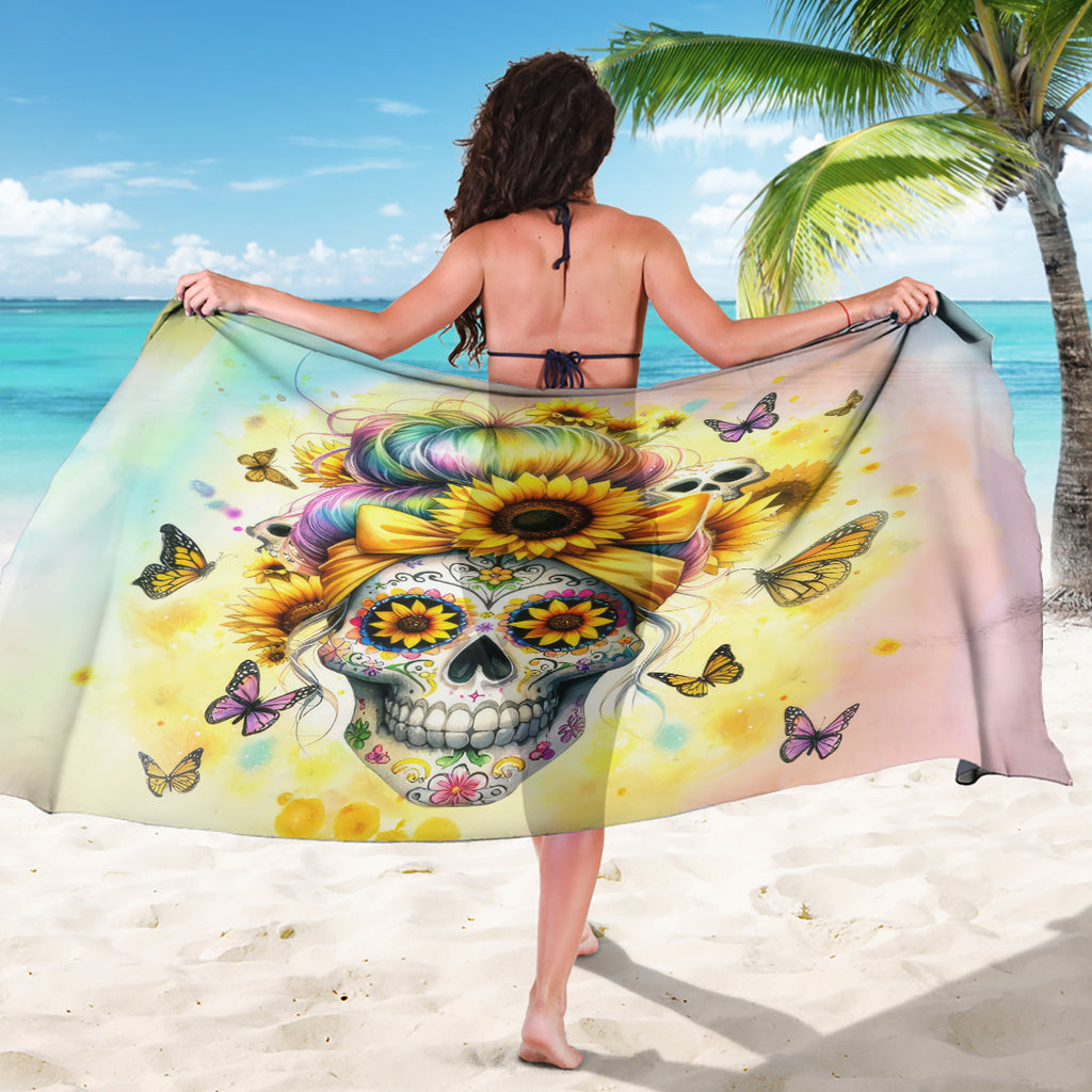 Sunflower Skull Sarong She Is Sunshine Mixed With A Little Hurricane