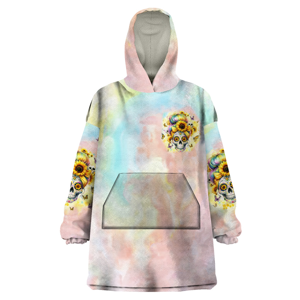 Sunflower Skull Wearable Blanket Hoodie She Is Sunshine Mixed With A Little Hurricane