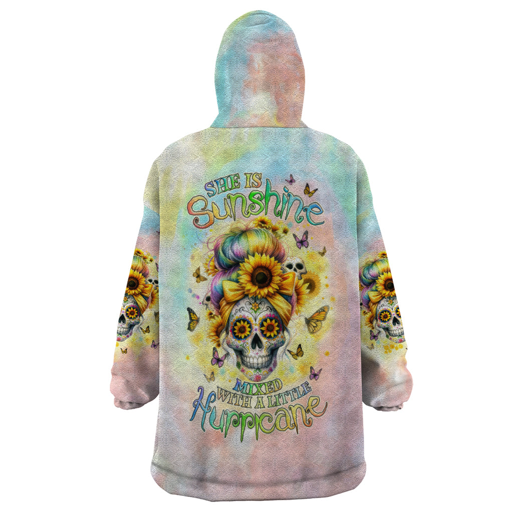 Sunflower Skull Wearable Blanket Hoodie She Is Sunshine Mixed With A Little Hurricane