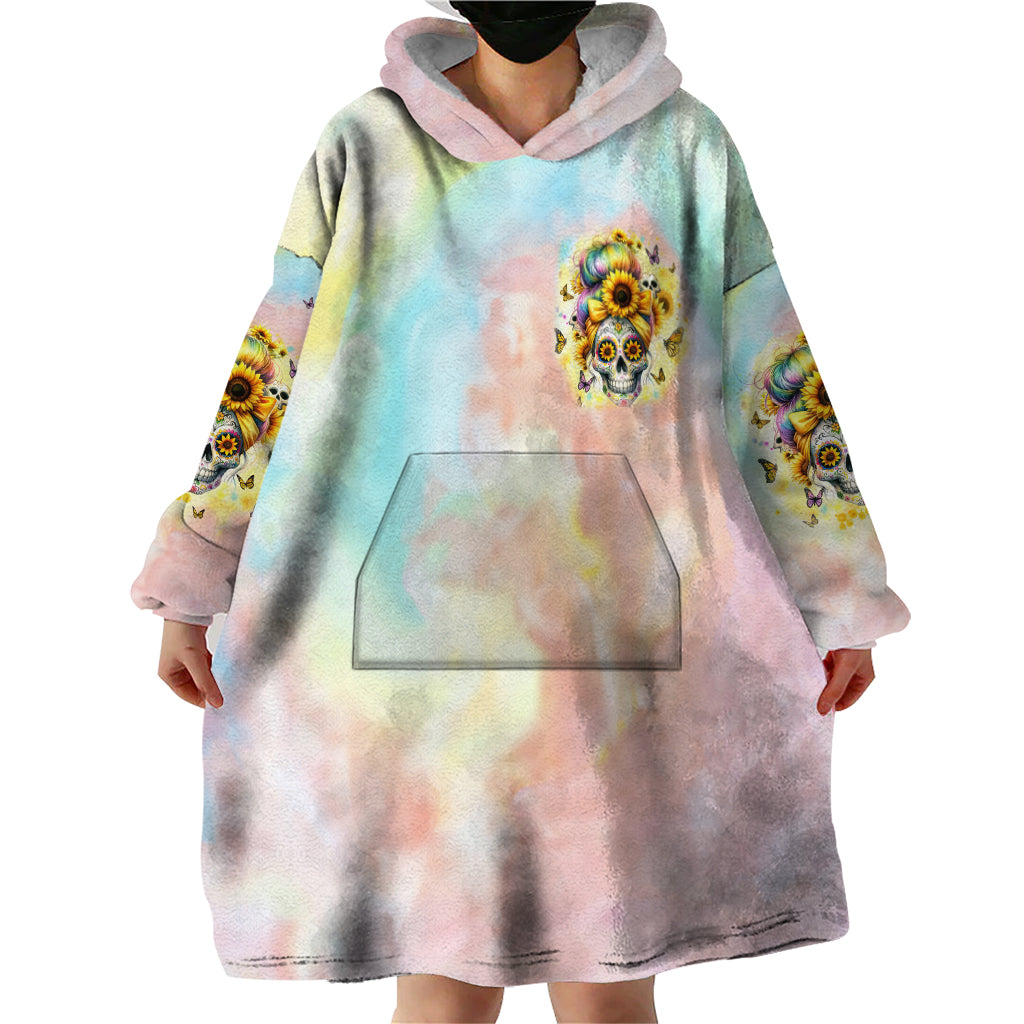 Sunflower Skull Wearable Blanket Hoodie She Is Sunshine Mixed With A Little Hurricane