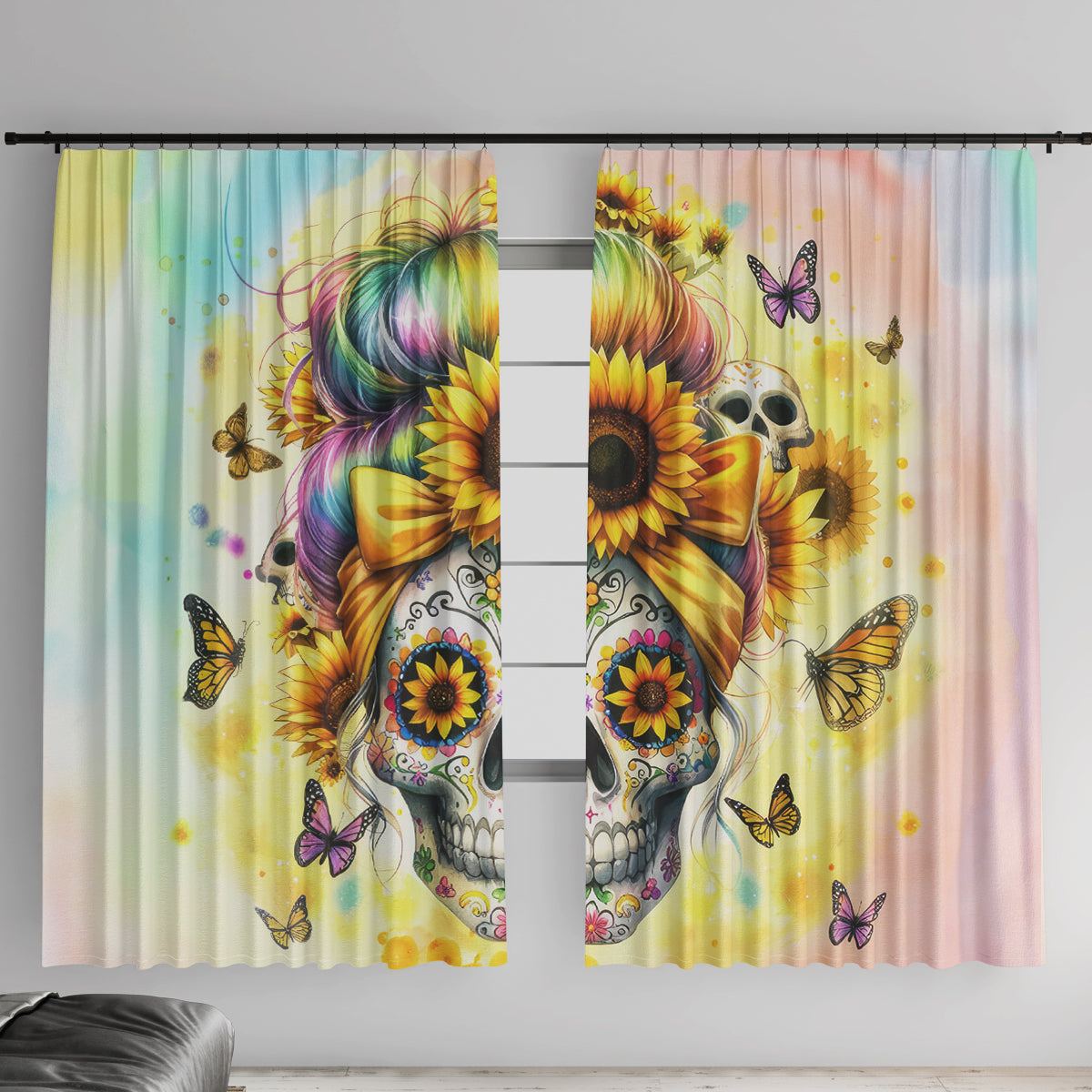 Sunflower Skull Window Curtain She Is Sunshine Mixed With A Little Hurricane