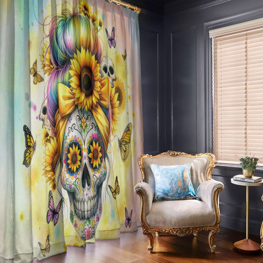 Sunflower Skull Window Curtain She Is Sunshine Mixed With A Little Hurricane