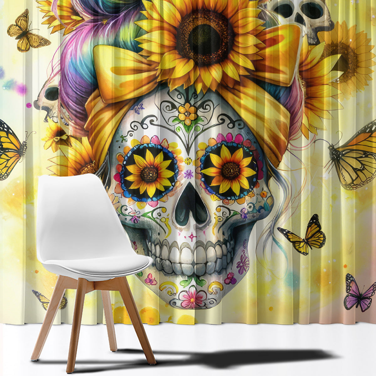 Sunflower Skull Window Curtain She Is Sunshine Mixed With A Little Hurricane