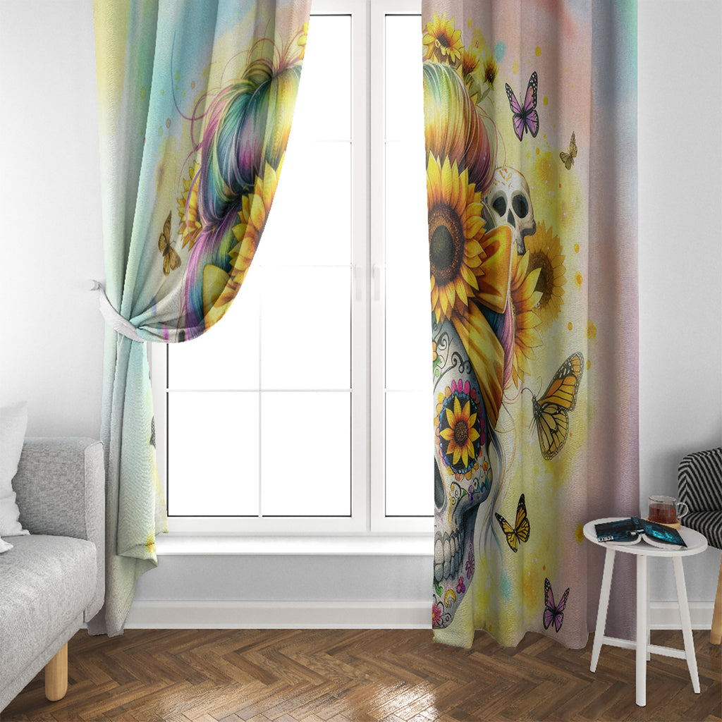 Sunflower Skull Window Curtain She Is Sunshine Mixed With A Little Hurricane
