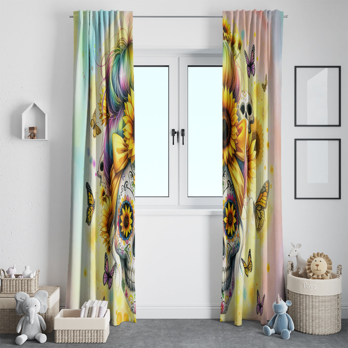 Sunflower Skull Window Curtain She Is Sunshine Mixed With A Little Hurricane