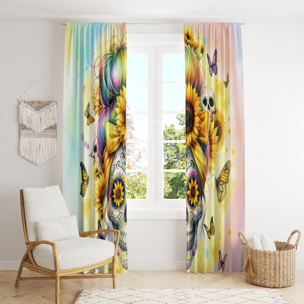Sunflower Skull Window Curtain She Is Sunshine Mixed With A Little Hurricane