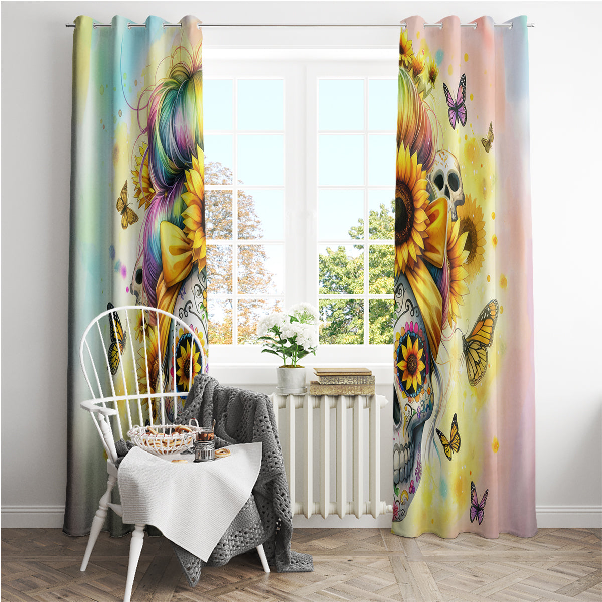 Sunflower Skull Window Curtain She Is Sunshine Mixed With A Little Hurricane