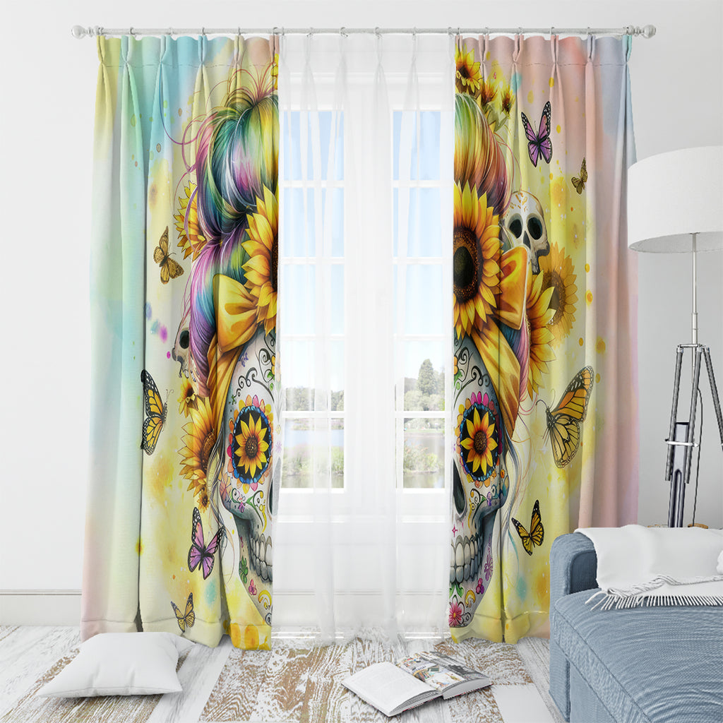 Sunflower Skull Window Curtain She Is Sunshine Mixed With A Little Hurricane