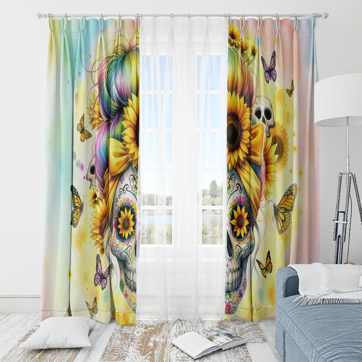 Sunflower Skull Window Curtain She Is Sunshine Mixed With A Little Hurricane