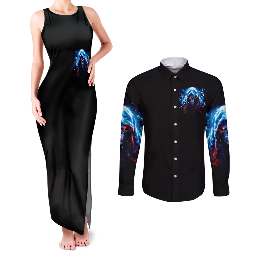 Thunder Skull Couples Matching Tank Maxi Dress and Long Sleeve Button Shirt I'm Not Anti Social I'm Just Not User Friendly