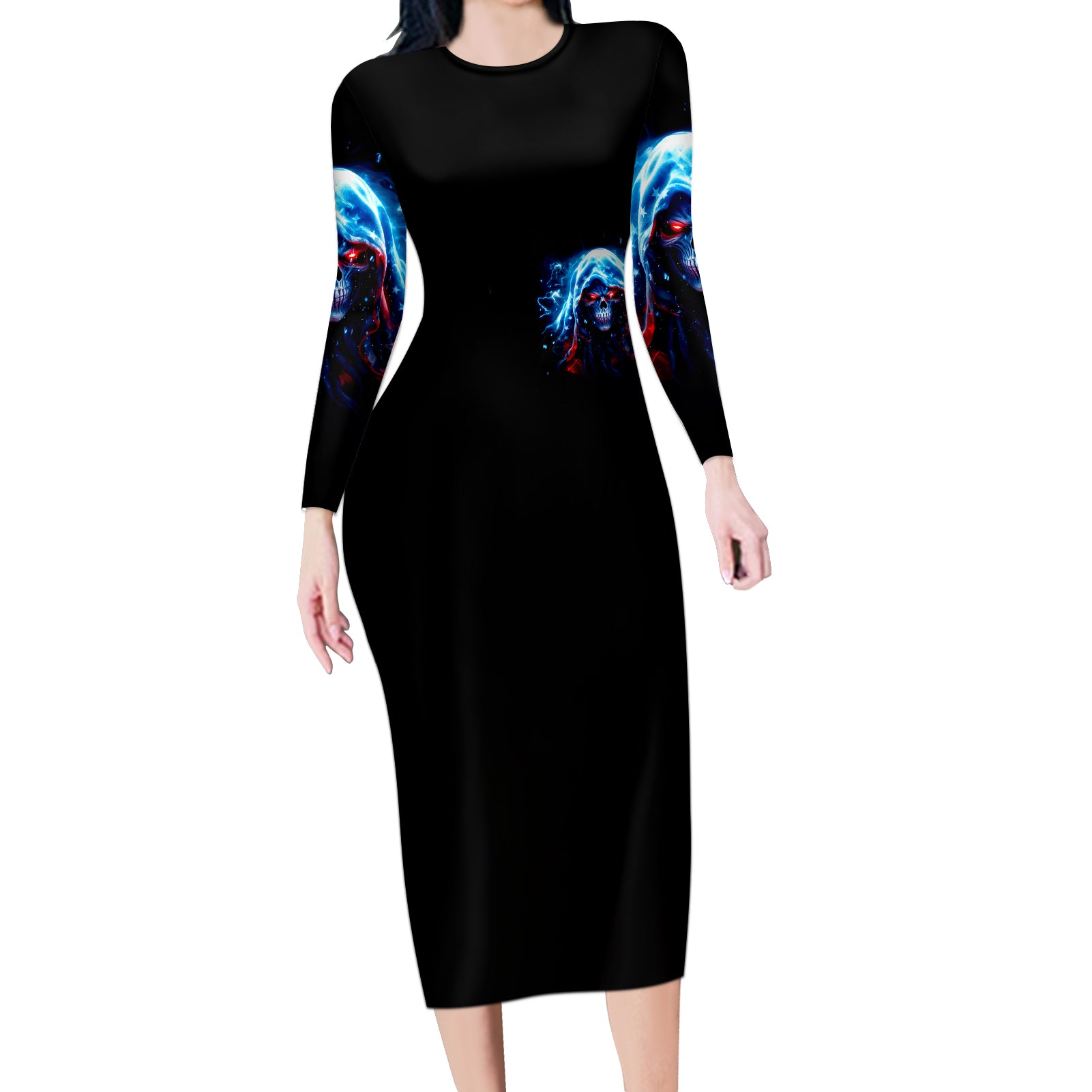 Thunder Skull Long Sleeve Bodycon Dress I'm Not Anti Social I'm Just Not User Friendly