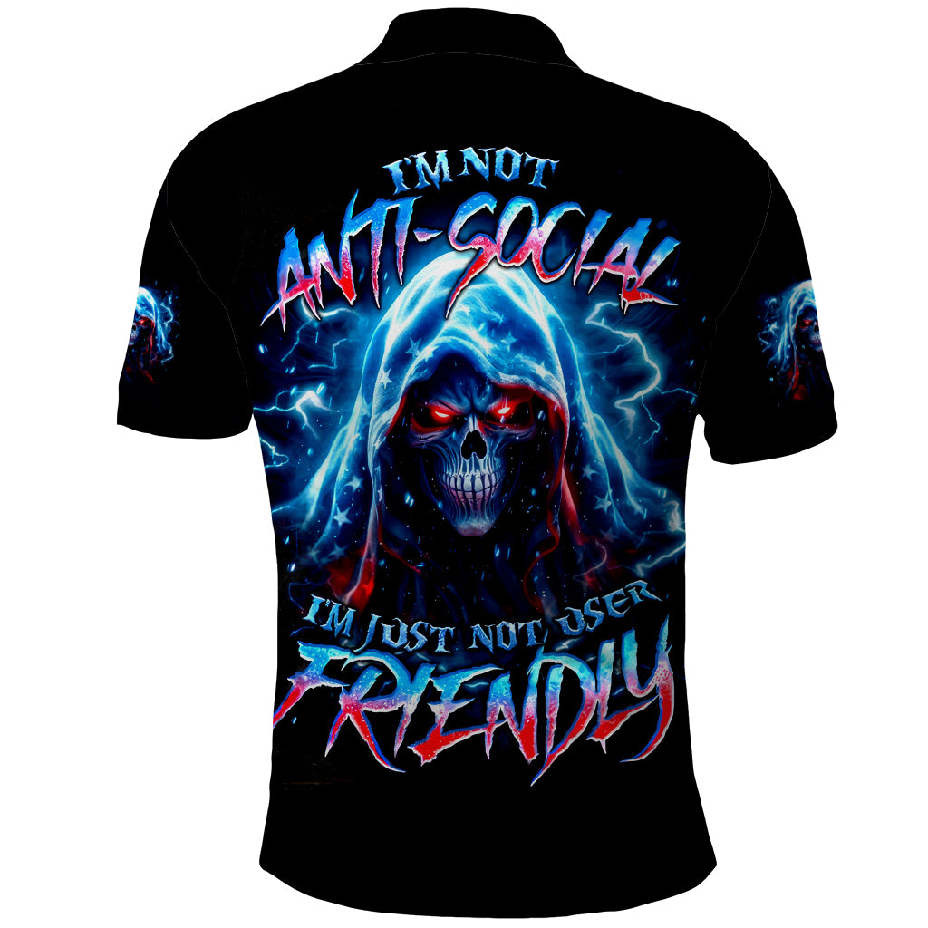 Thunder Skull Polo Shirt I'm Not Anti Social I'm Just Not User Friendly