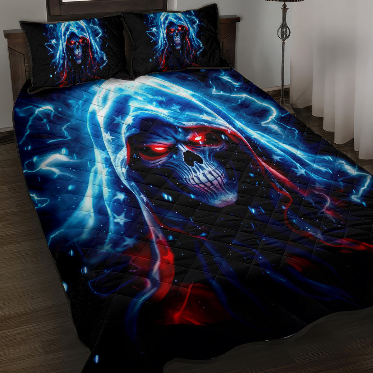 Thunder Skull Quilt Bed Set I'm Not Anti Social I'm Just Not User Friendly
