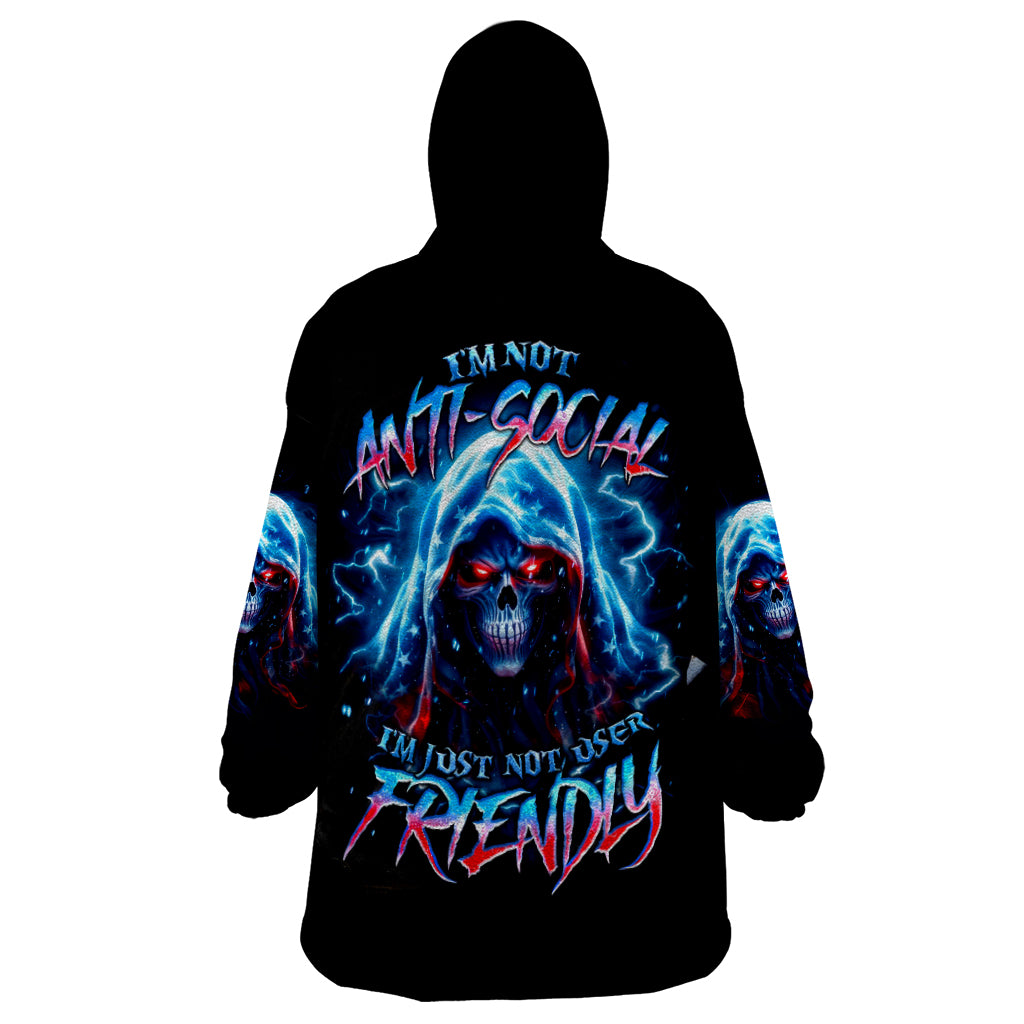 Thunder Skull Wearable Blanket Hoodie I'm Not Anti Social I'm Just Not User Friendly