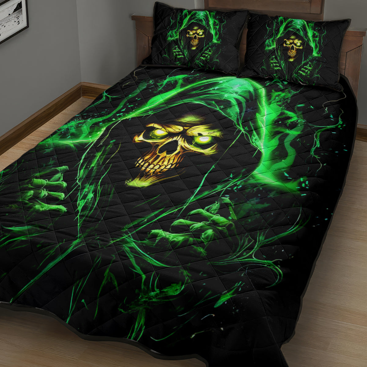 Flame Skull Quilt Bed Set Of Course I'm Going To Hell I'm Just Here To Pick You Up