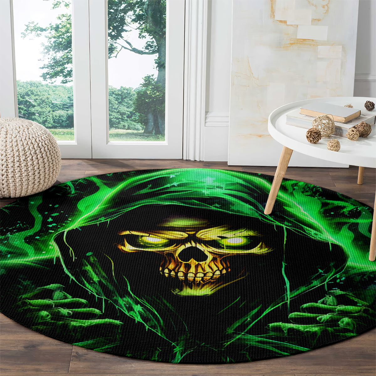 Flame Skull Round Carpet Of Course I'm Going To Hell I'm Just Here To Pick You Up