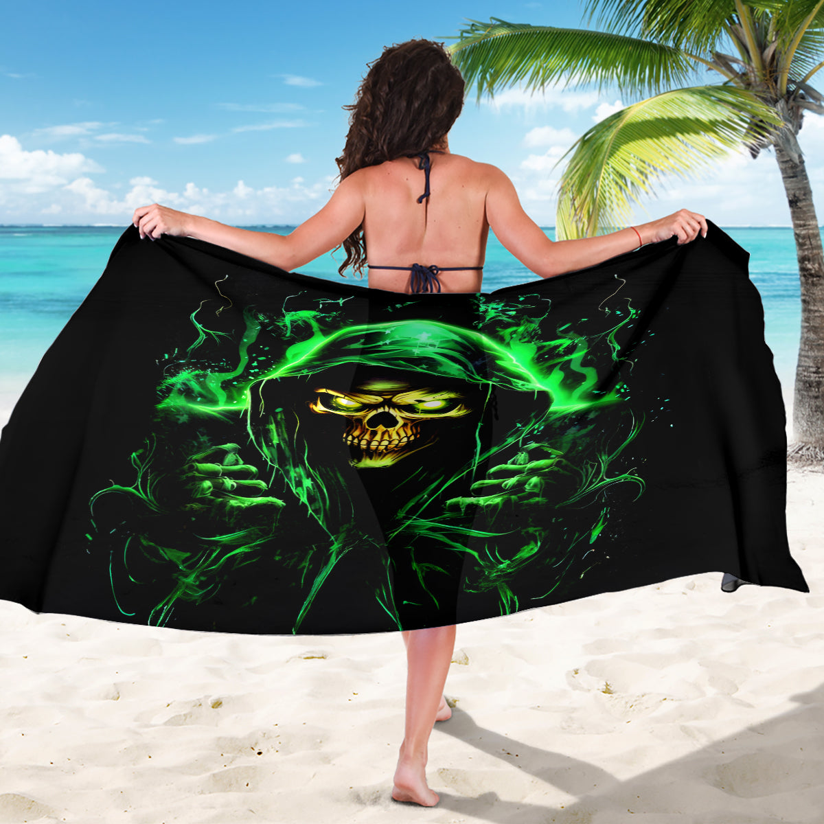 Flame Skull Sarong Of Course I'm Going To Hell I'm Just Here To Pick You Up