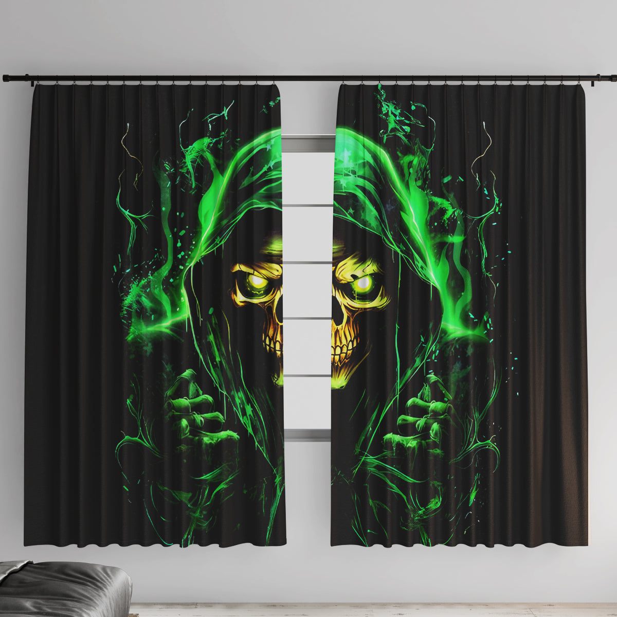 Flame Skull Window Curtain Of Course I'm Going To Hell I'm Just Here To Pick You Up