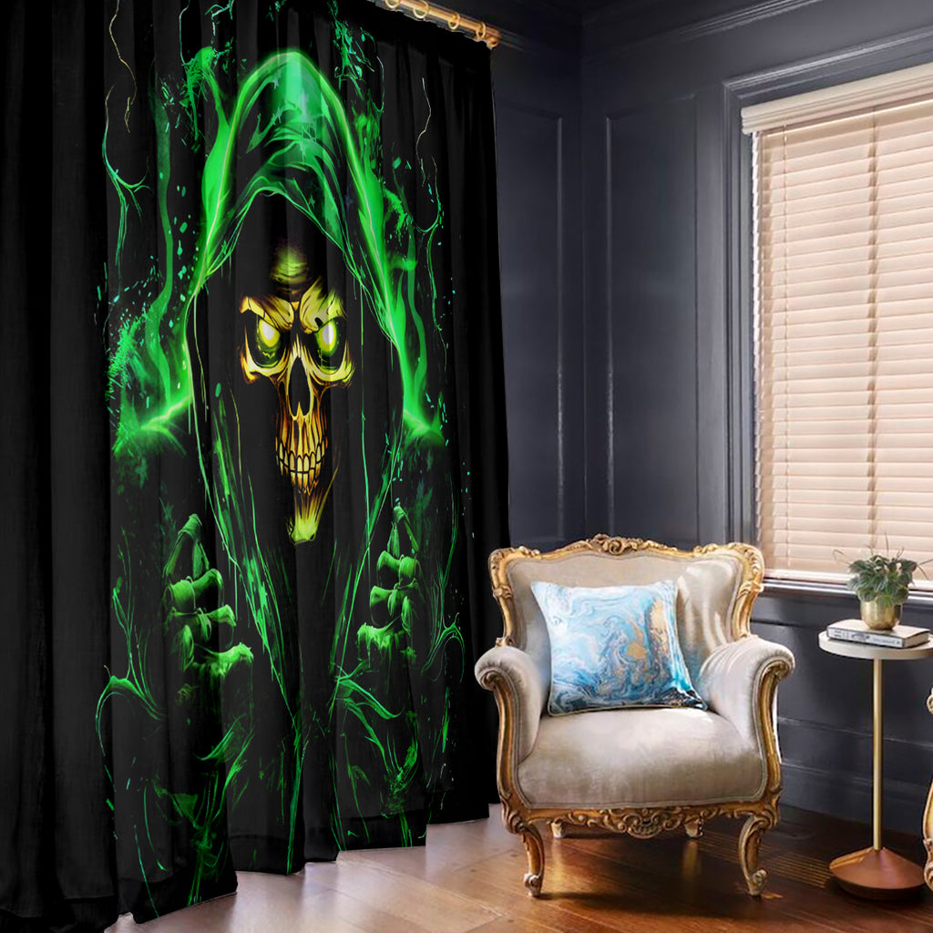 Flame Skull Window Curtain Of Course I'm Going To Hell I'm Just Here To Pick You Up