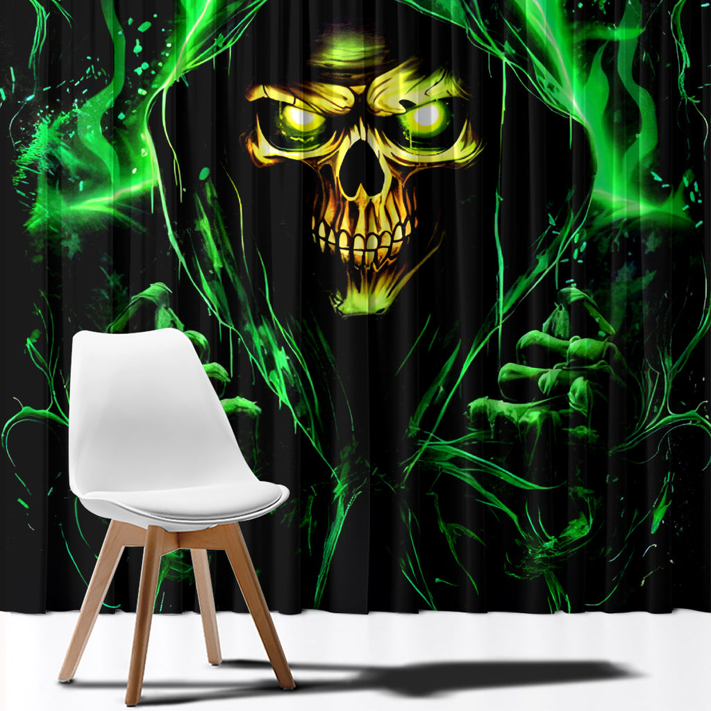Flame Skull Window Curtain Of Course I'm Going To Hell I'm Just Here To Pick You Up