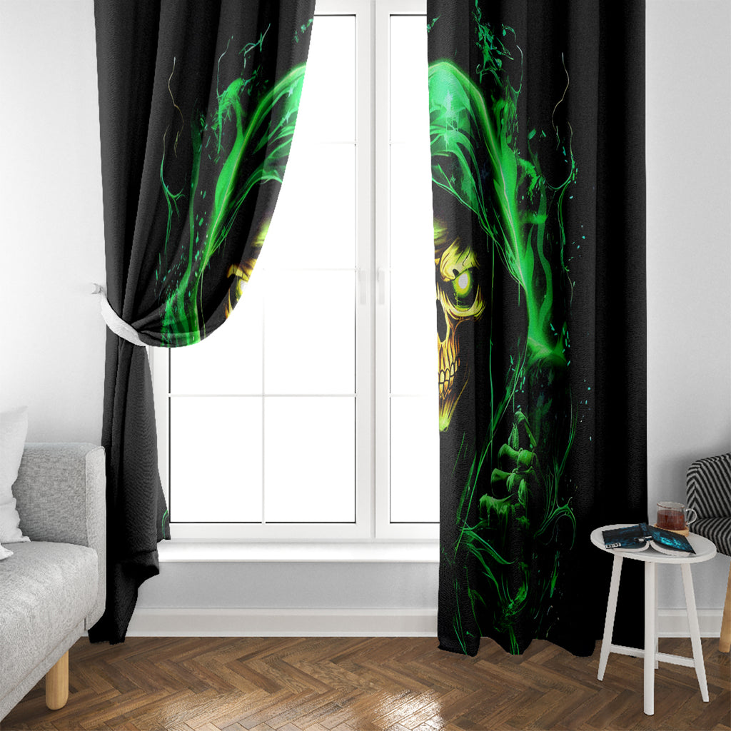 Flame Skull Window Curtain Of Course I'm Going To Hell I'm Just Here To Pick You Up