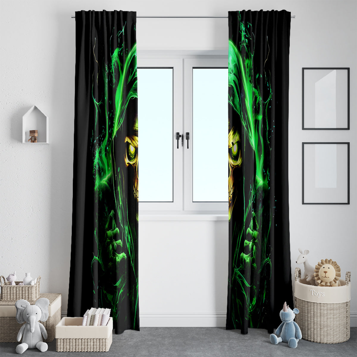 Flame Skull Window Curtain Of Course I'm Going To Hell I'm Just Here To Pick You Up