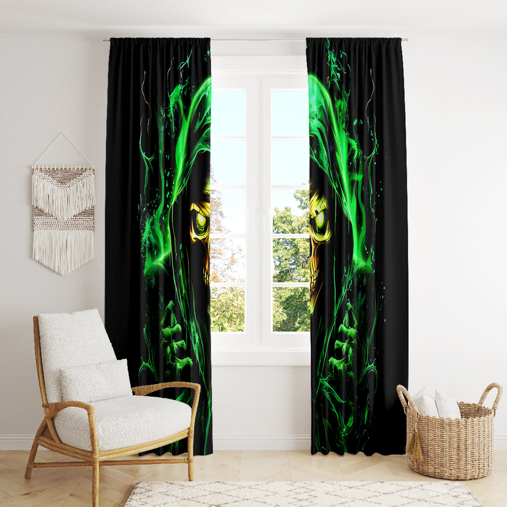 Flame Skull Window Curtain Of Course I'm Going To Hell I'm Just Here To Pick You Up